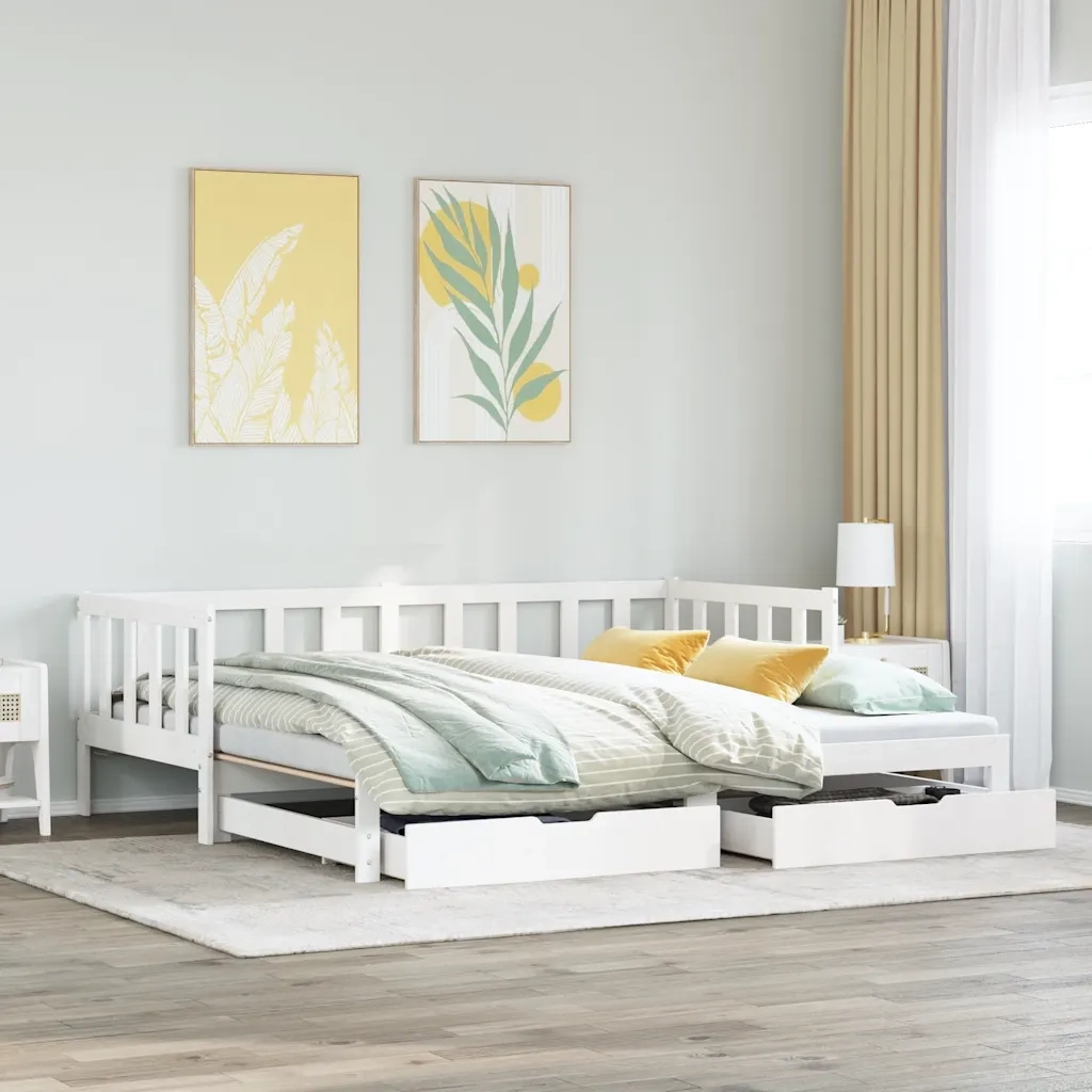 Letto Estraibile con Cassetti senza Materasso Bianco 80x200 cm 3302192