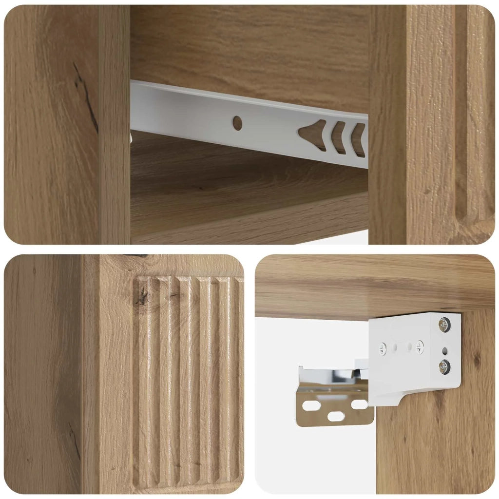 Mobiletto da notte a muro con cassetto 2 pcs Rovere Artigianale
