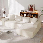 Divano angolare chaise longue imbottito ¨C Minimal ¨C tessuto morbido grigio chiaro
