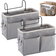 Cestino di Stoccaggio da Appendere per Letto, 2 Pezzi di Organizzatore da Letto con Grande Capacità e Grilletto Metallico per Camera da Letto e Cucina (Grigio)