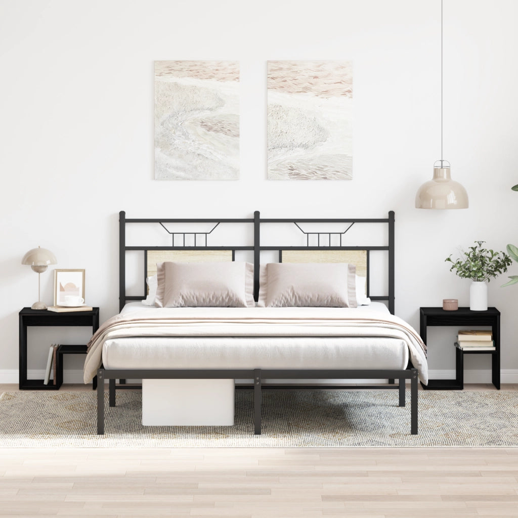 2 Comodini Neri in Rovere 40x30x40 cm in Legno Ingegnerizzato