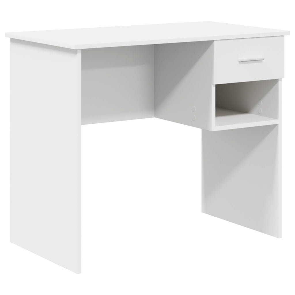 Scrivania con spazio di archiviazione Bianca 90x49.5x75 cm Legno ingegnerizzato