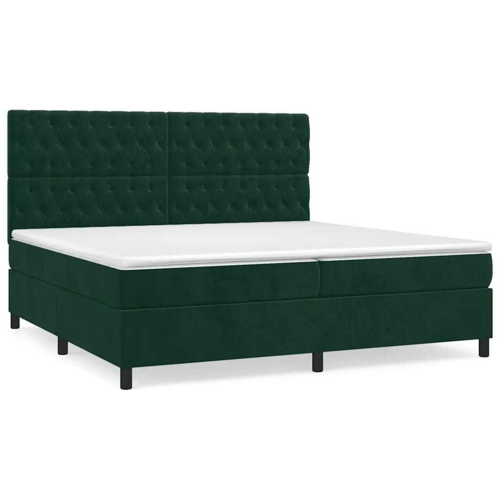 Giroletto a Molle con Materasso Verde Scuro 200x200 cm Vellutocod mxl 99861