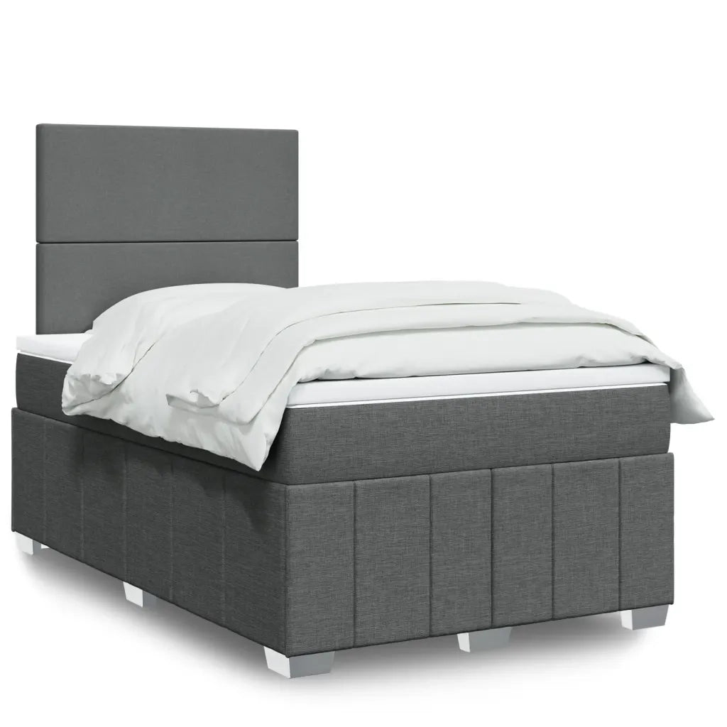 vidaXL Giroletto a Molle con Materasso Grigio Scuro 120x200 cm Tessuto