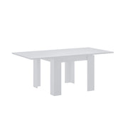 Tavolo Allungabile Moderno Da 4 A 8 Persone Gambe Spesse Design Minimal Meccanismo Centrale Estensibile Ideale Per Cucina o Sala da Pranzo 90 x 90 / 180 x 90 Cm Bianco