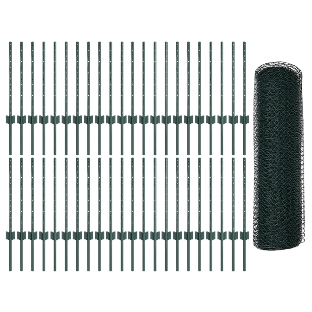 Pali di Recinzione  11 pcs U-Channel Verde 60 cm Acciaio