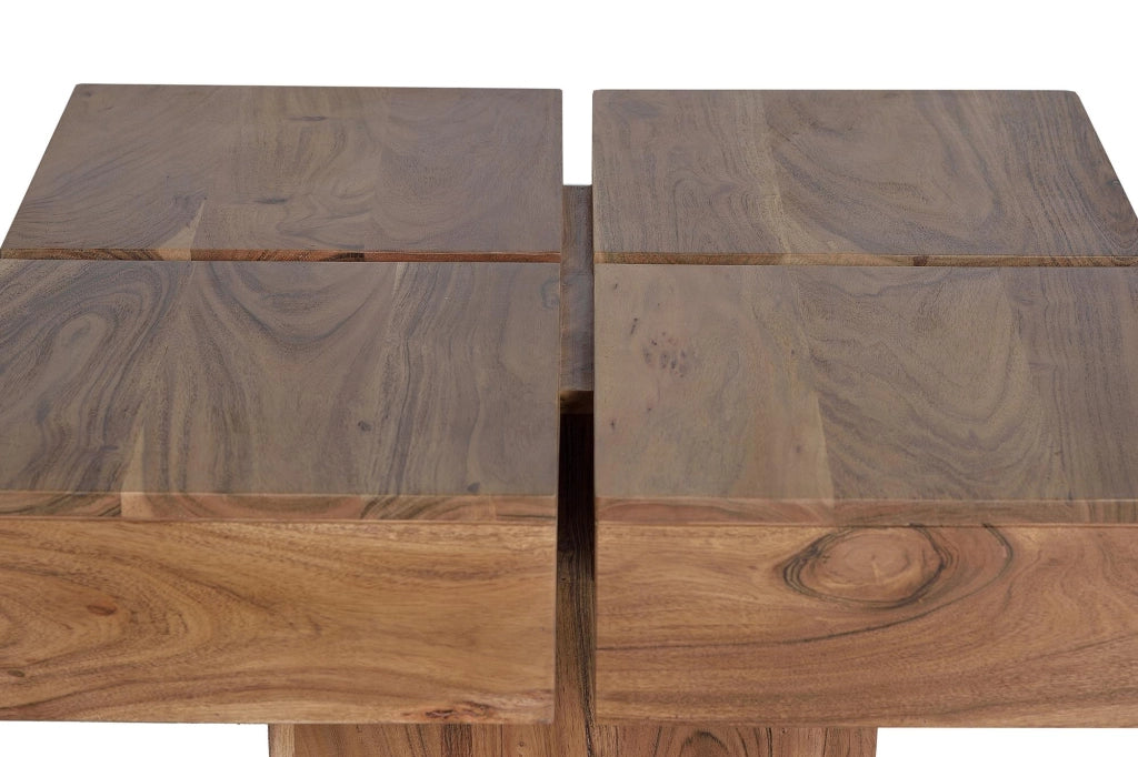 Tavolino in legno di acacia e metallo