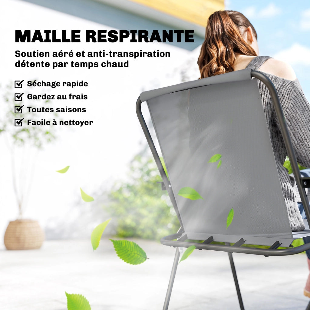Set da giardino esterno 8 pezzi con tavolo e 6 sedie pieghevoli ¨C zephmum ¨C Grigio, Polipropilene