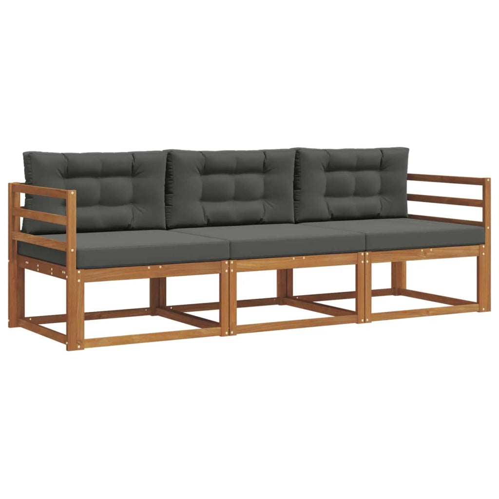 Set di divani da esterno con cuscino 3 pcs Naturale e Antracite