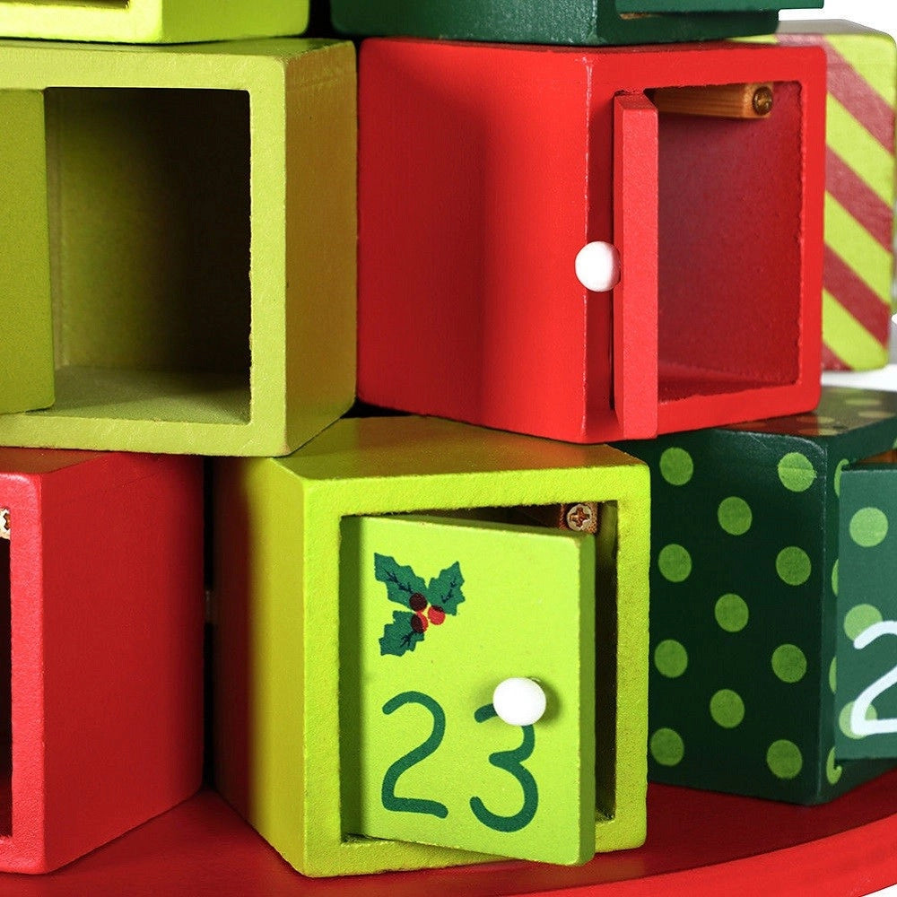 Trade Shop - Calendario Avvento Regali Di Natale In Legno 24 Cassetti Decorazioni Natalizie -