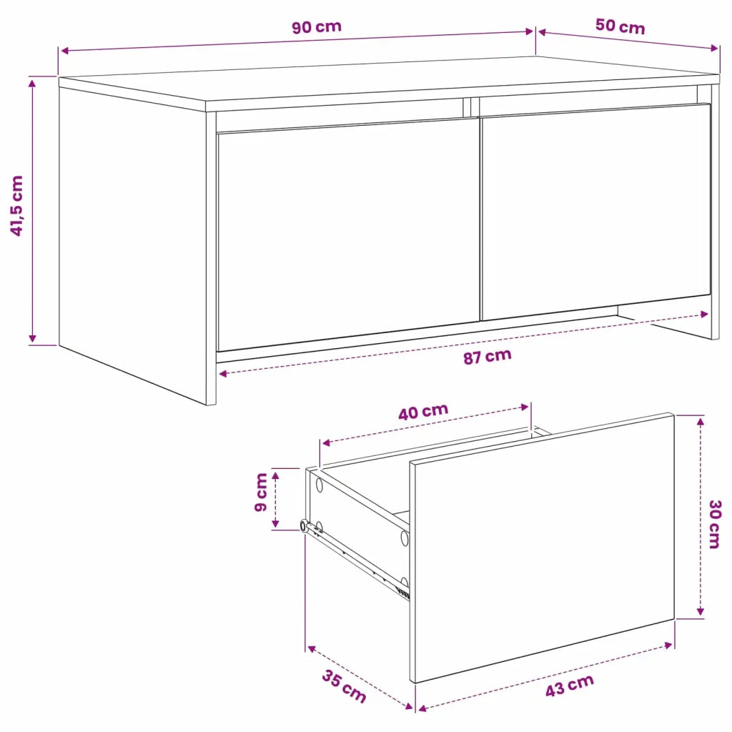 Tavolino da salotto Rovere Artigianale 90 x 50 x 41.5 cm 8017367