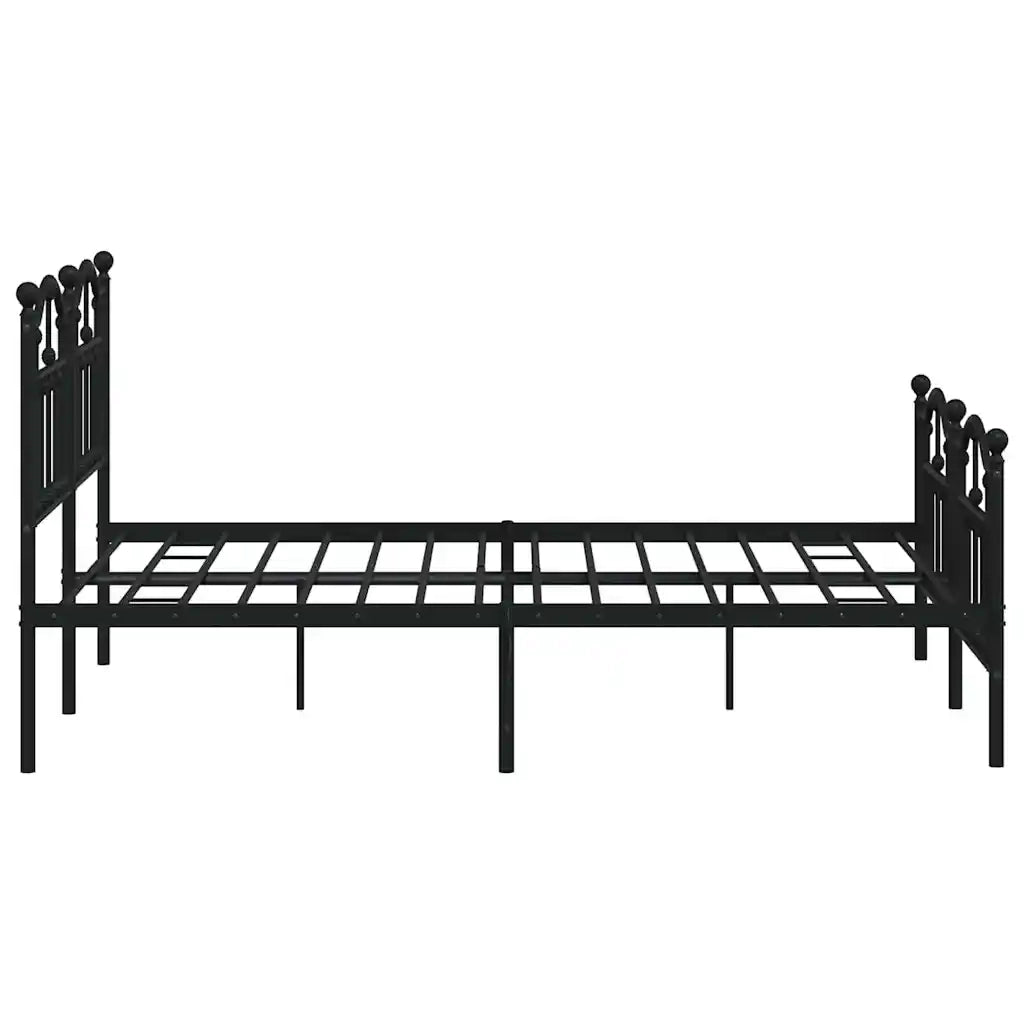 Giroletto con Testiera e Pediera-Struttura Letto Metallo Nero 135x190 cm 827851