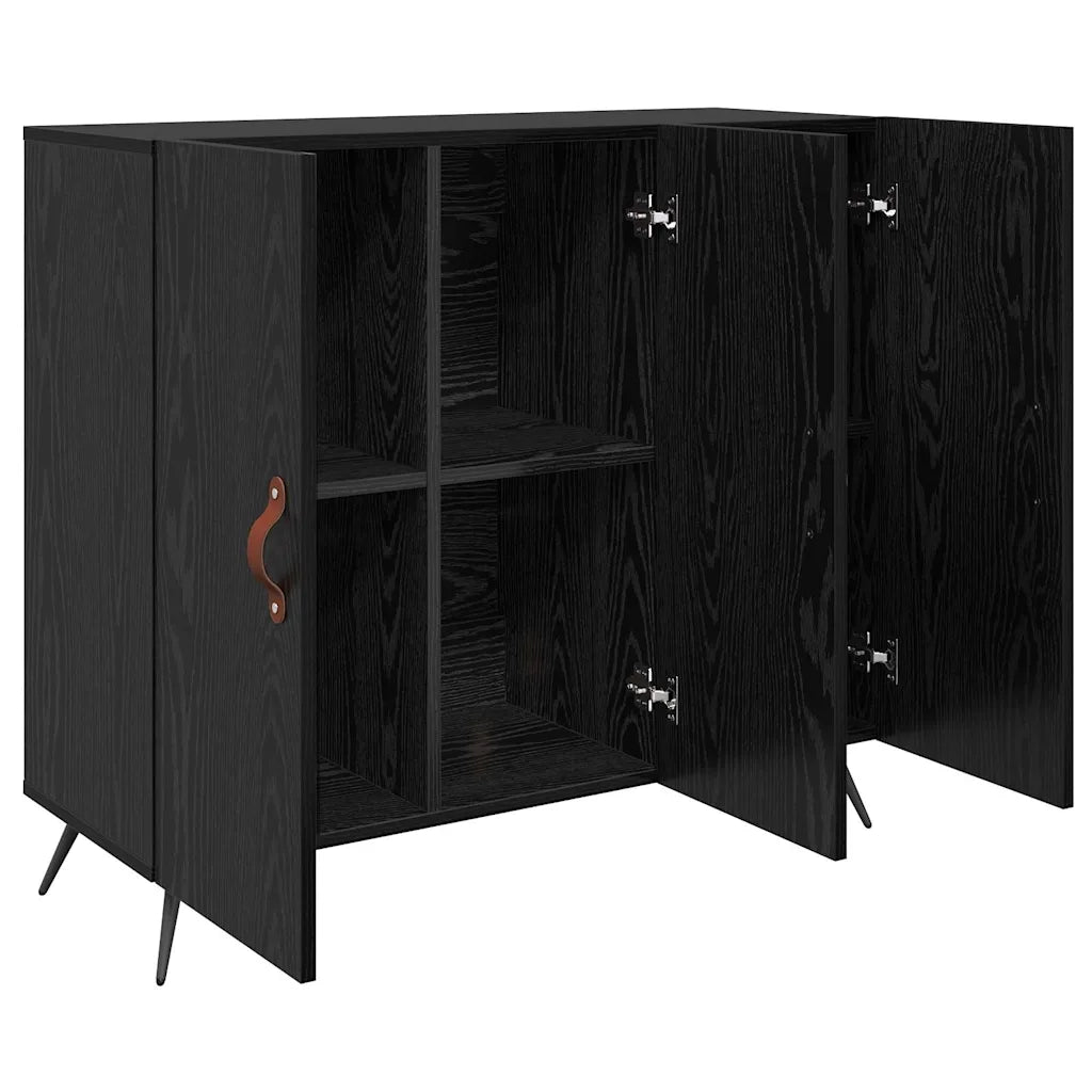 Credenza-Buffet-Armadio da cucina Rovere Nero 89,5 x 34 x 80 cm Legno multistrato