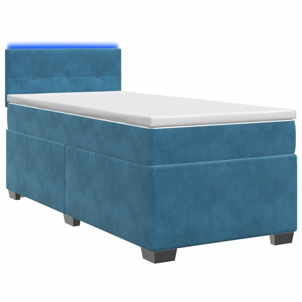 Letto con Box Spring, Materasso e LED Blu 100 x 200 cm Velluto 3452124