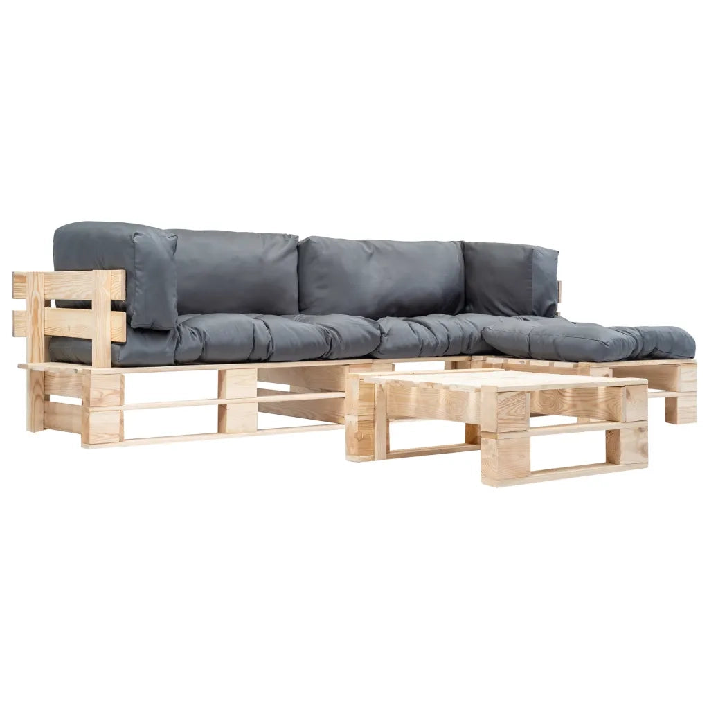 Divani da Giardino su Pallet 4 pz Cuscini Grigi in Legno cod mxl 119265