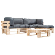 Divani da Giardino su Pallet 4 pz Cuscini Grigi in Legno cod mxl 119265
