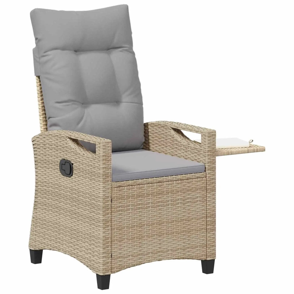 Sedia da giardino reclinabile Beige e Grigio Chiaro polyrattan