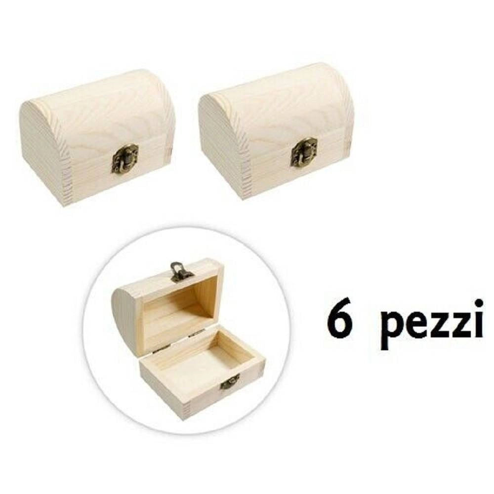 Trade Shop - Set 6 Scatoline In Legno Decoupage Portagioie Scatola Cofanetto Bauletto -