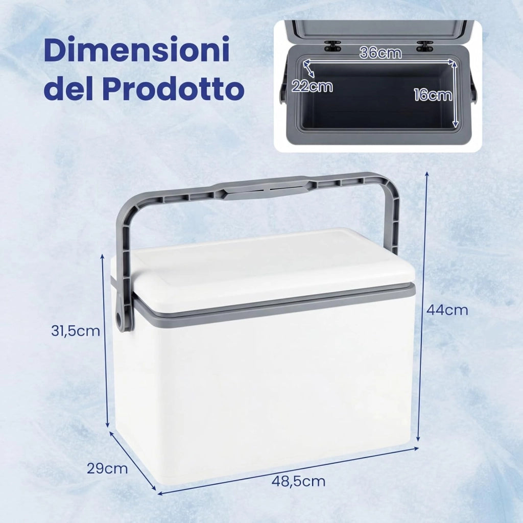Raffreddatore Rigido Portatile 12L, Ghiacciaia Isolata con Impugnatura Facile da Afferrare, Mantiene il Ghiaccio per 3 Giorni, per Campeggio, Picnic e Pesca