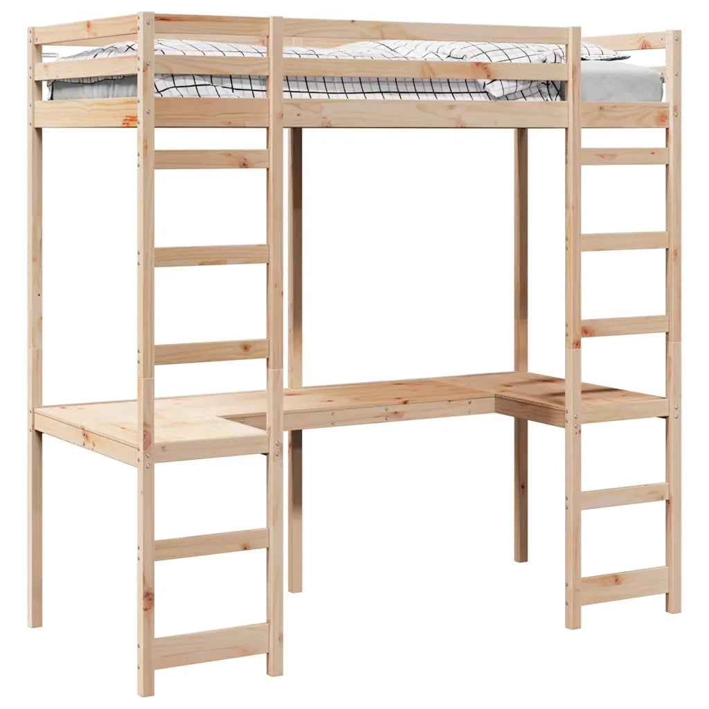 Struttura per letto soppalco Naturale 90 x 200 cm Pino massello 3414550