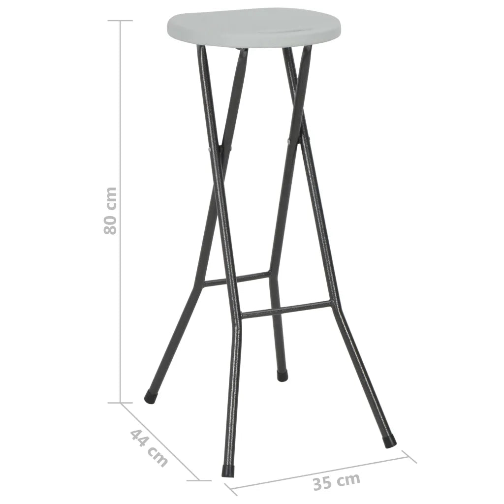 Sgabelli da Bar Pieghevoli 2 pz in HDPE e Acciaio Bianco