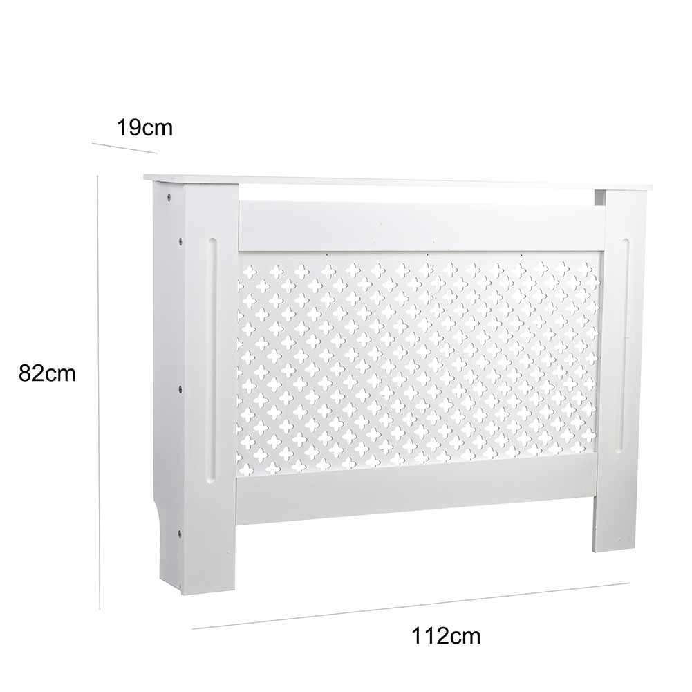 Copritermosifone in Legno MDF 112x19x82cm Copertura Radiatore Calorifero Bianco