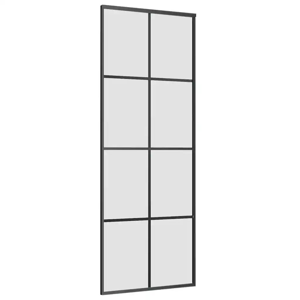 Porta Scorrevole con Ferramenta Nera 76x205 cm in Vetro ESG