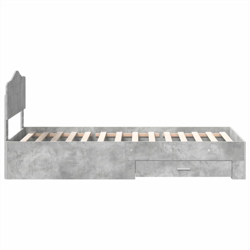 Struttura del letto con testiera Grigio cemento 90 x 190 cm 3413250