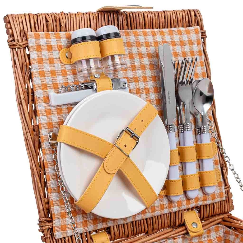 Cestino da picnic per 2 persone, marrone, 30x30x20h cm