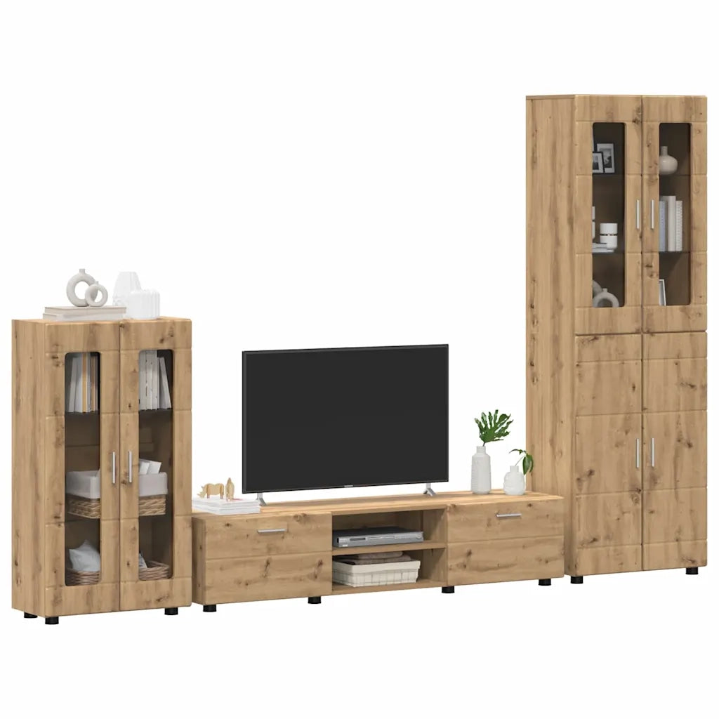 Set mobile TV FLORIN 3 pcs Rovere artigianale Legno multistrato 3397983