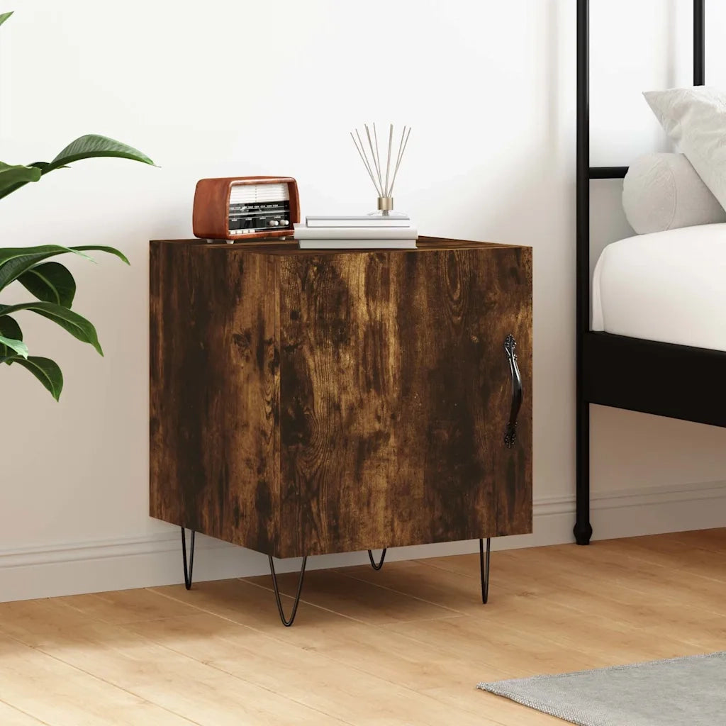 Comodino Rovere Fumo 40x40x50 cm in Legno Multistrato 827558