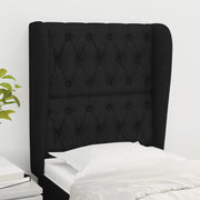 Testiera ad Orecchio-Testata con Orecchie Nera 83x23x118/128 cm in Tessuto 234818