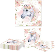 Decorazioni per Festa da Cavallo 20 pezzi - Piatti per Festa - Fazzoletti per Festa - Decorazioni da Cowgirl - Tavola da Festa con Cavallo - Disegno Unico - Decorazioni per Compleanno