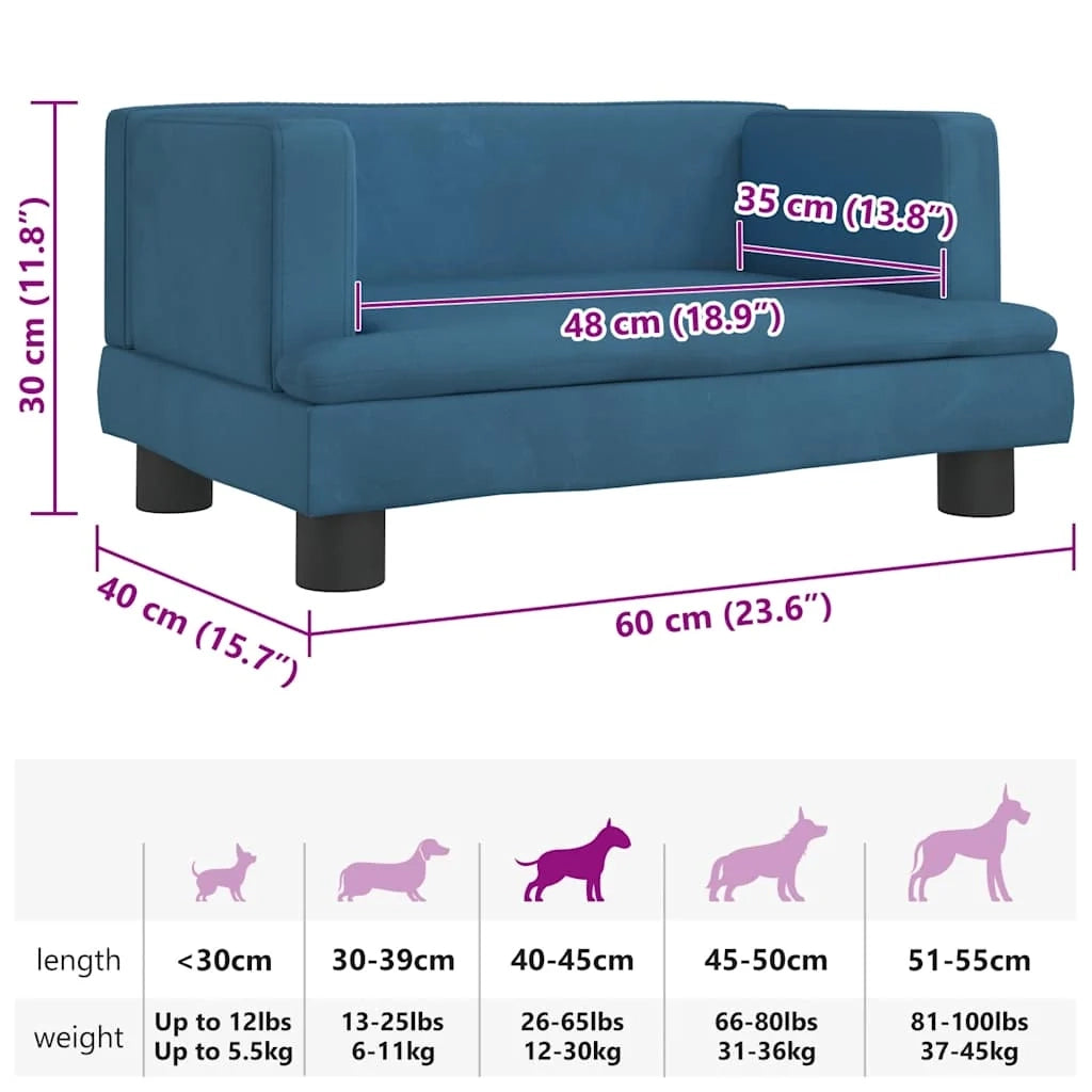 Cuccia per cani con cesto divano confortevole 60 x 40 x 30 cm velluto blu 02_0042726