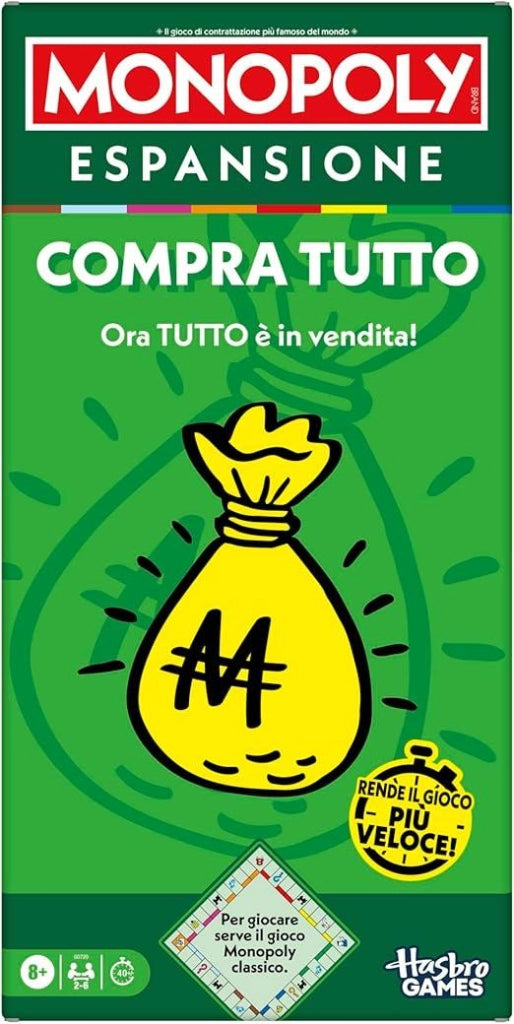 Monopoly, ESPANSIONE Compra tutto (per giocare serve il gioco Monopoly classico) - Versione italiana,Hassbro,Eta 8+