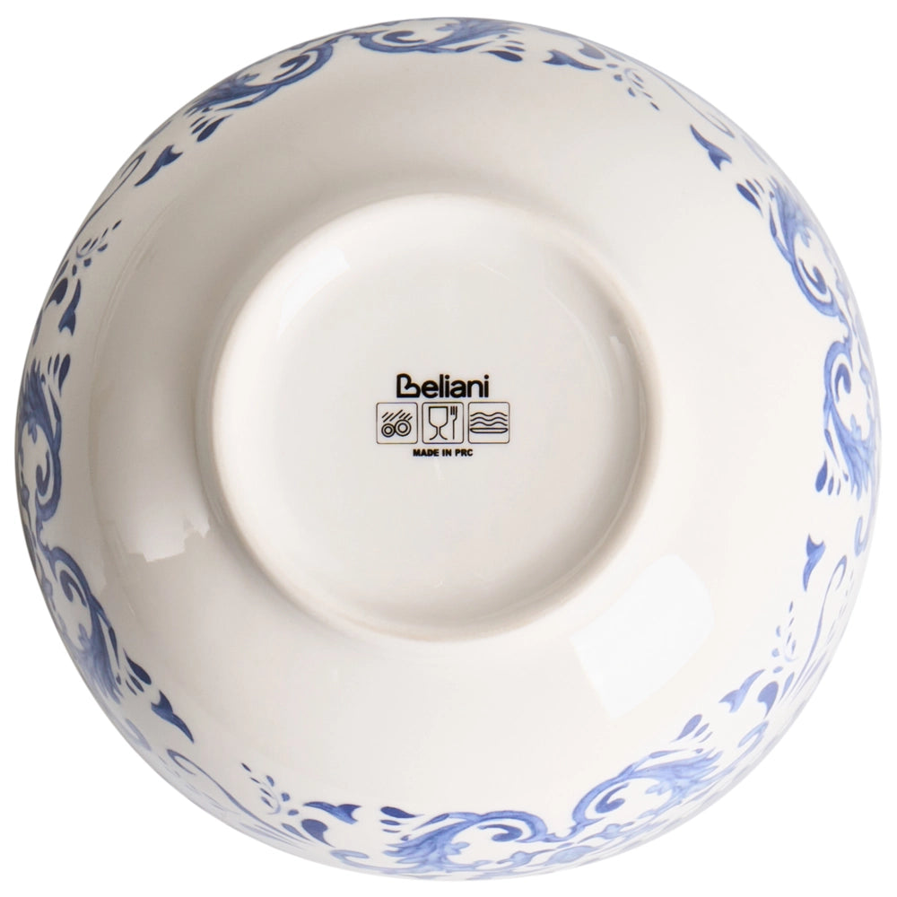Set da 24 stoviglie in porcellana con motivo astratto bianco e blu, con finitura smaltata, per cucina e sala da pranzo