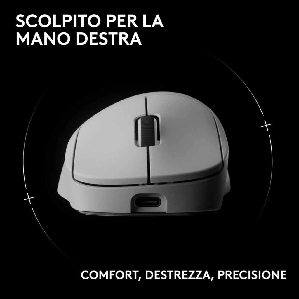 Logitech G PRO X SUPERLIGHT 2 DEX wireless gaming mouse, 60g pro-grade right-handed mouse with 5 programmable buttons, USB-C charging, 44k DPI sensor, up to 8 kHz polling for PC/Mac - Bianco