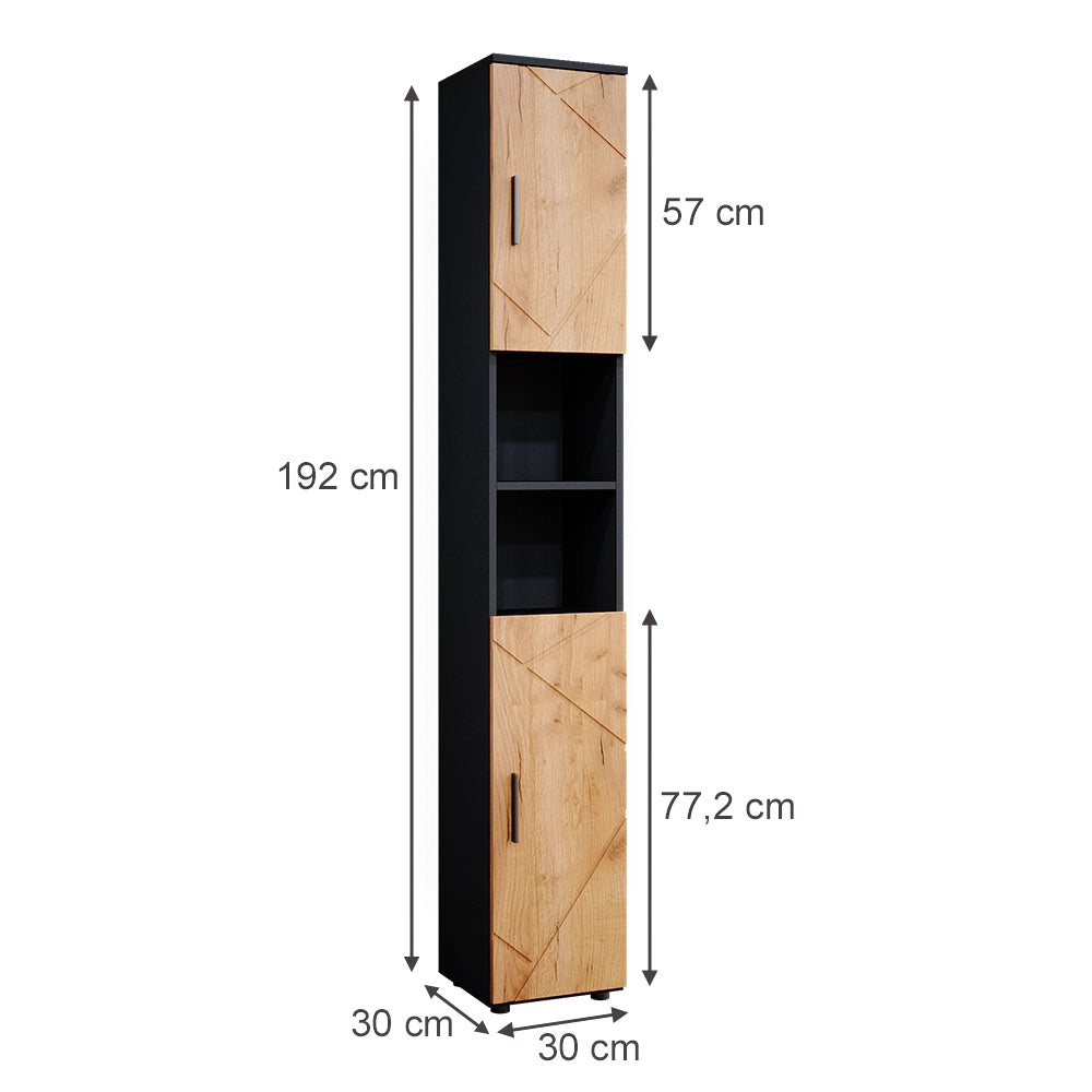 Mobile bagno alto Irma Rovere dorato/Antracite 30 x 192 cm Vicco