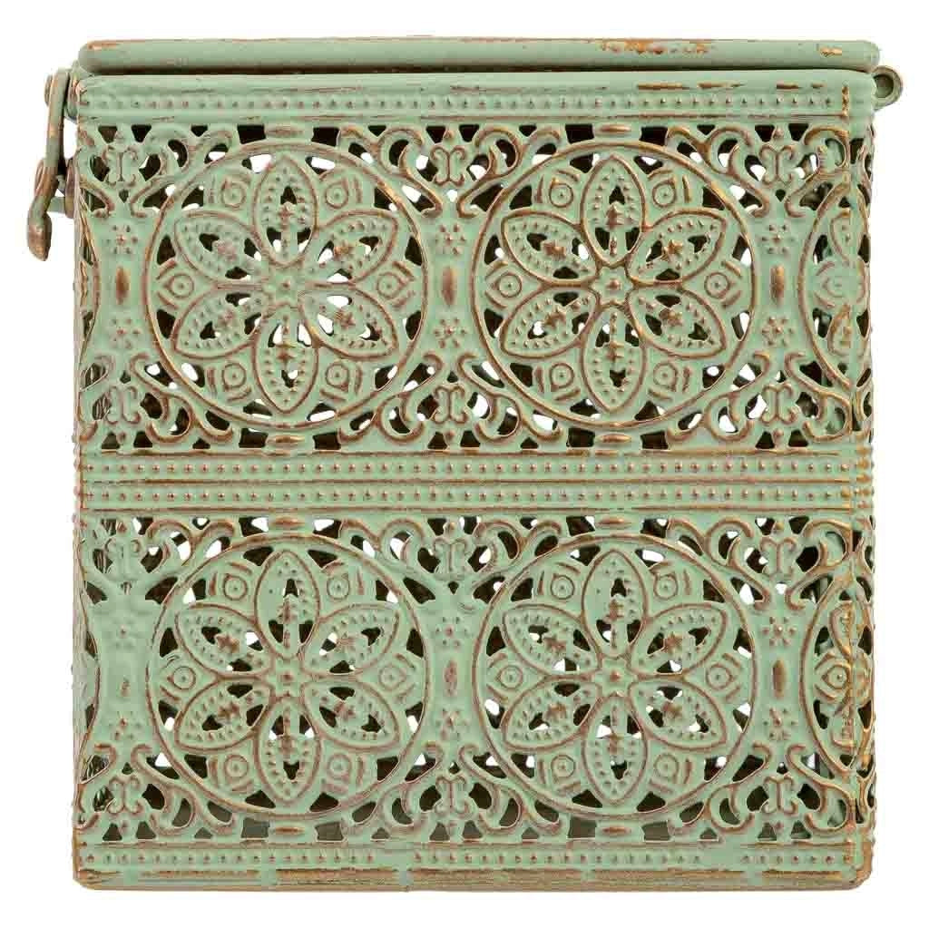 Scatola in metallo verde 12.5x12.5x11.5h cmh cm