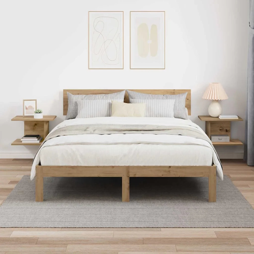 Set di 2 Comodini | Armadio da Notte | Mobiletto da notte Rovere artigianale 40 x 30 x 25 cm