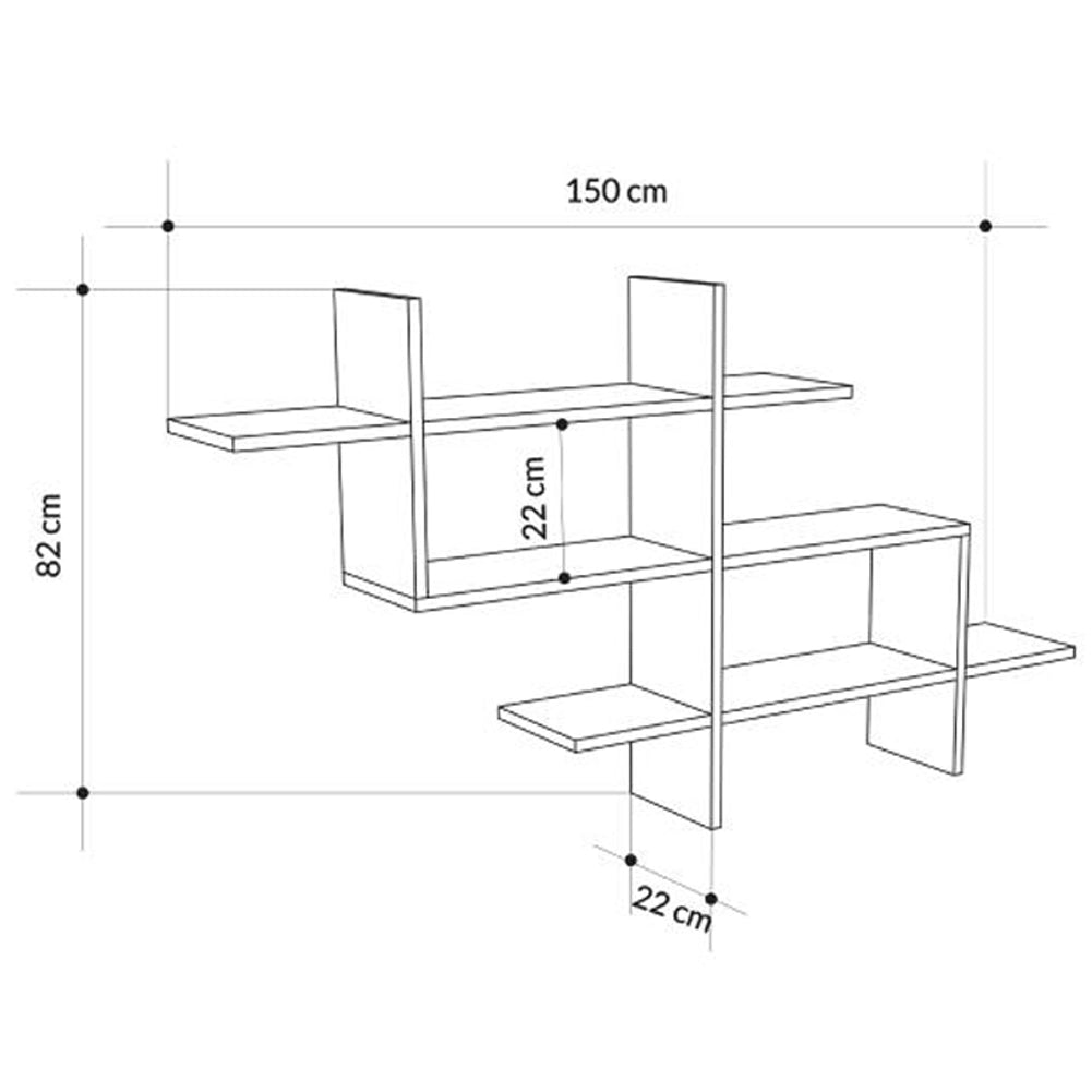 Mensola Libreria 3 Ripiani Geometrica in Legno Salvaspazio 150x82x22 cm Quercia