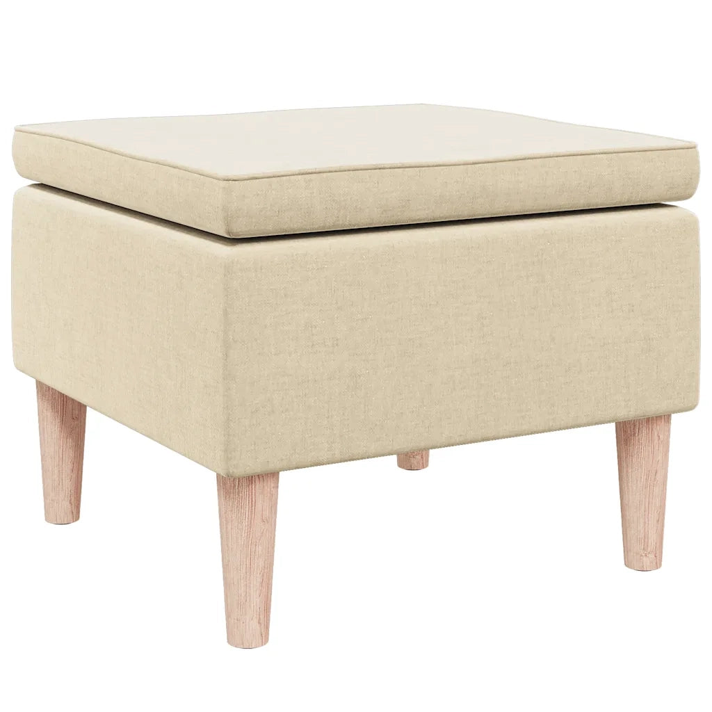 Poggiapiedi con Gambe in Legno Crema in Tessuto cod mxl 43575