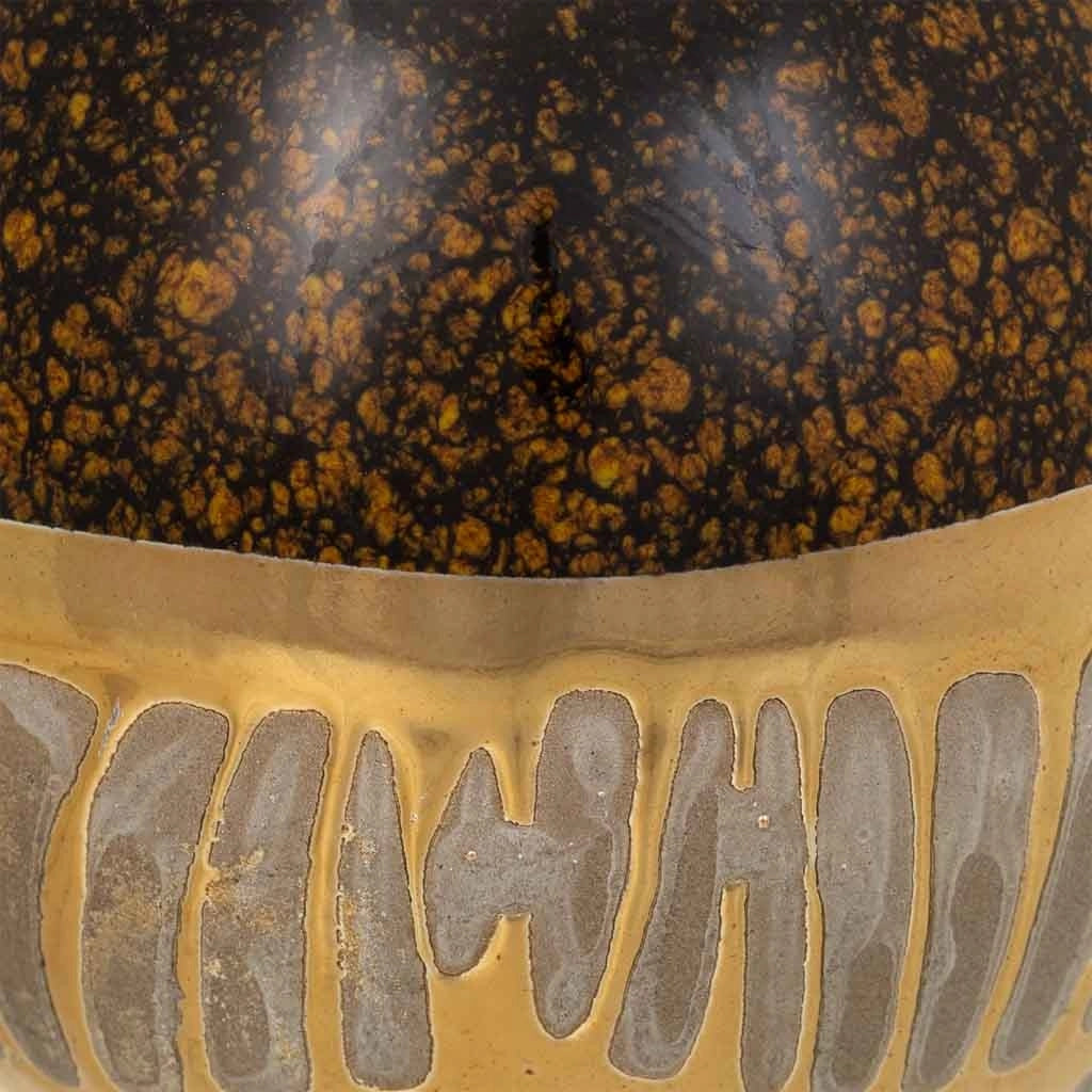 Portacandele in ceramica dorata 8x8x7,5h