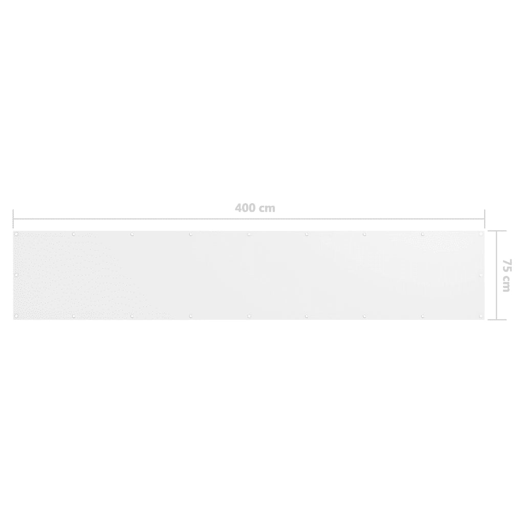 Paravento da Balcone Bianco 75x400 cm in Tessuto Oxford
