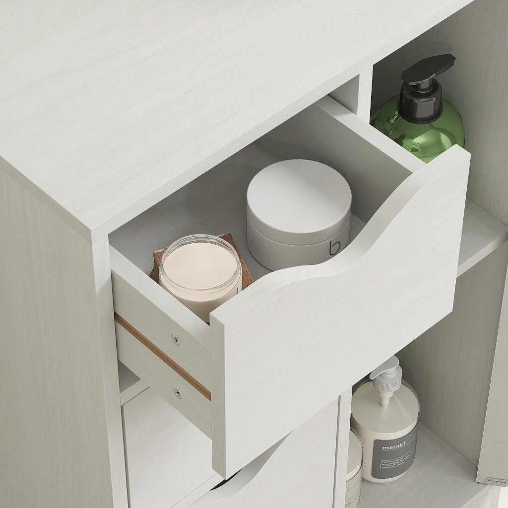Cassettiera moderna con ante e 4 cassetti ¨C Zephmum ¨C Legno bianco 60x40x