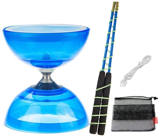Set di Diabolo con Riserva 10m di Corda - Piscina Professionale - Confezione Completa - Cinghie in Gomma Sottile - Facile da Utilizzare - Disegno a Telaio di Bambù