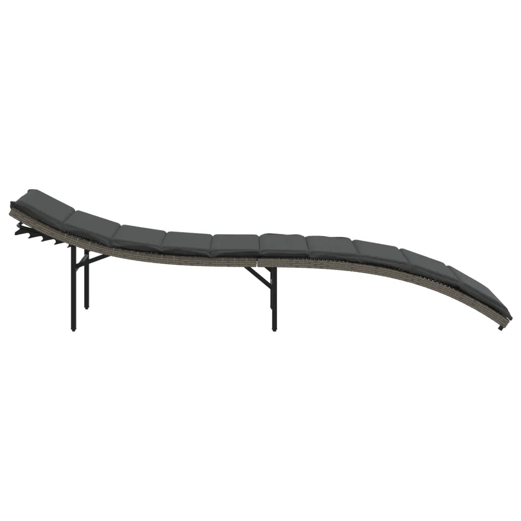 Lettino Prendisole | Sdraio da giardino | Lettino da sole con Cuscino Grigio 55x199x50cm in Polyrattan