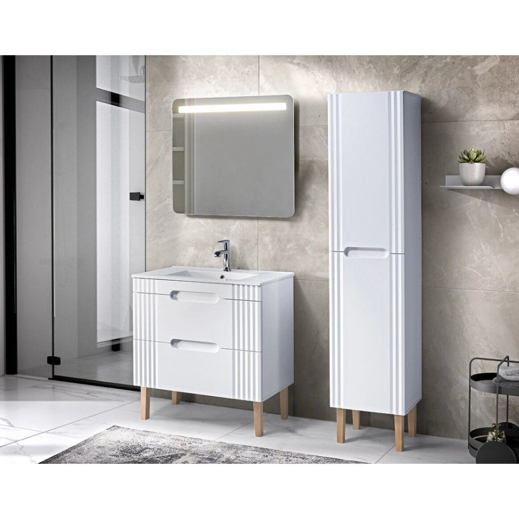 Lavabo da incasso 80 cm in ceramica bianca lucida – Lavabo rettangolare design