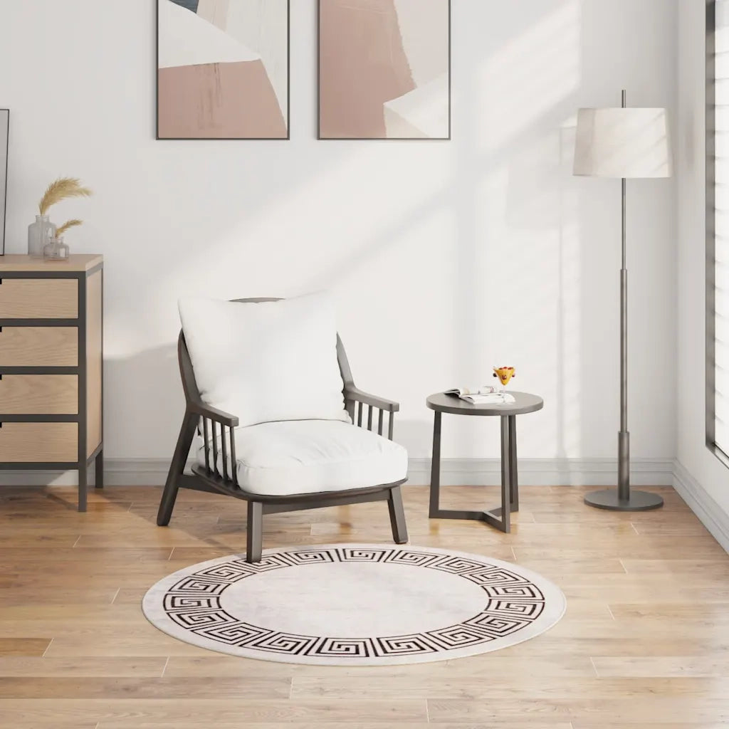 Tappeto Lavabile φ120 cm Beige Chiaro Antiscivolo 337951
