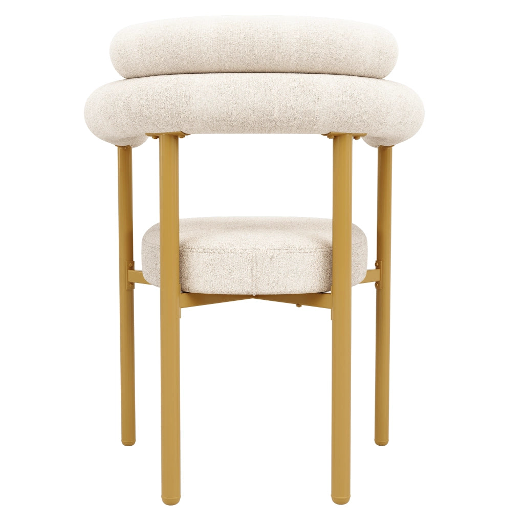 Sedia da sala da pranzo in velluto con seduta ampia e schienale ergonomico, struttura in metallo beige 70 × 62 × 84 cm